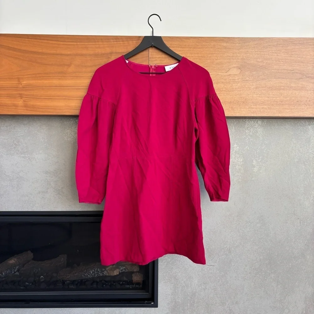 A.L.C Renton Magenta Puff Sleeve‎ Sheath Mini Dress, Size 8